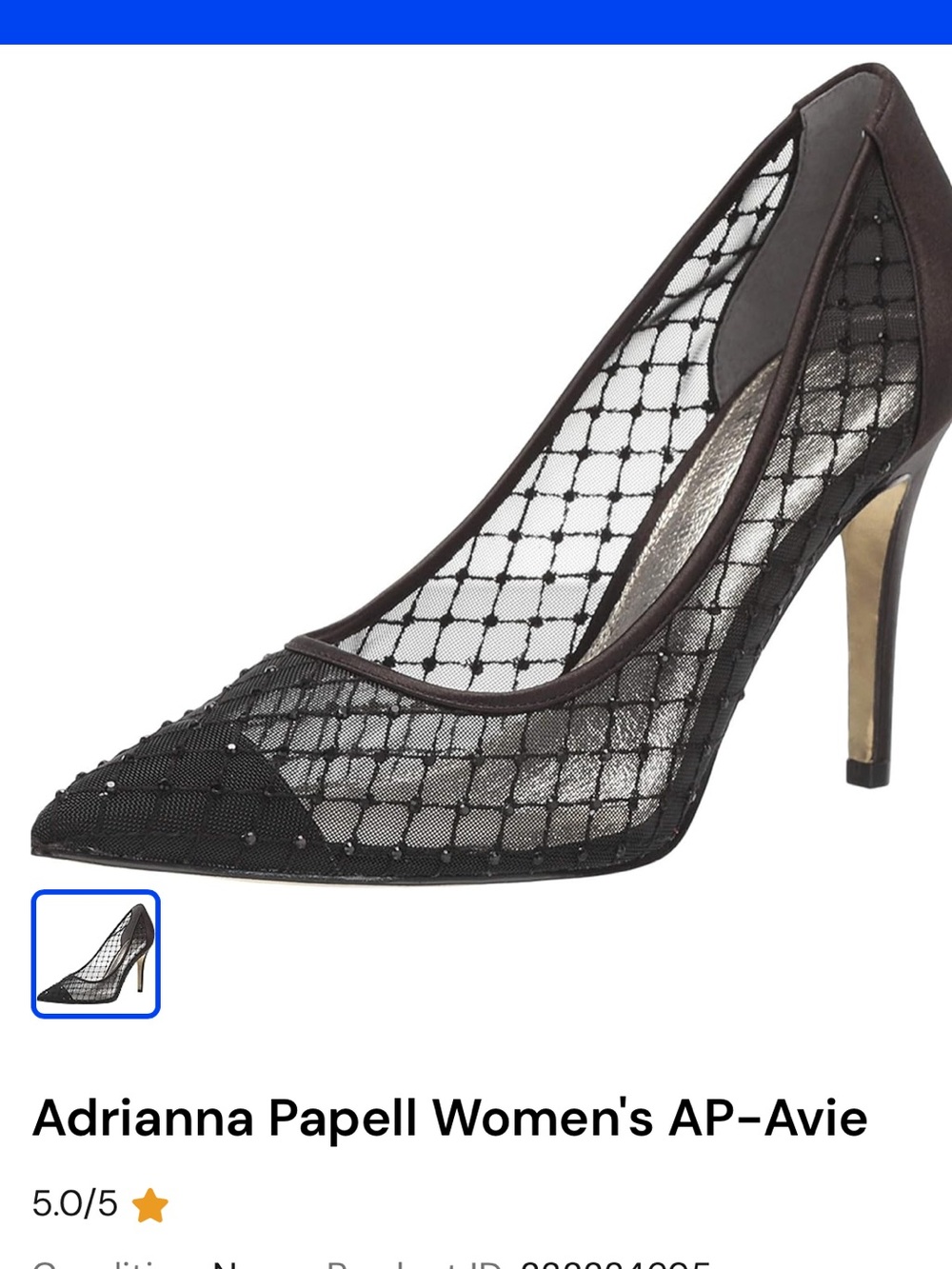 Adrianna Papell Black Mesh Pointed Pumps with Metallic Insole